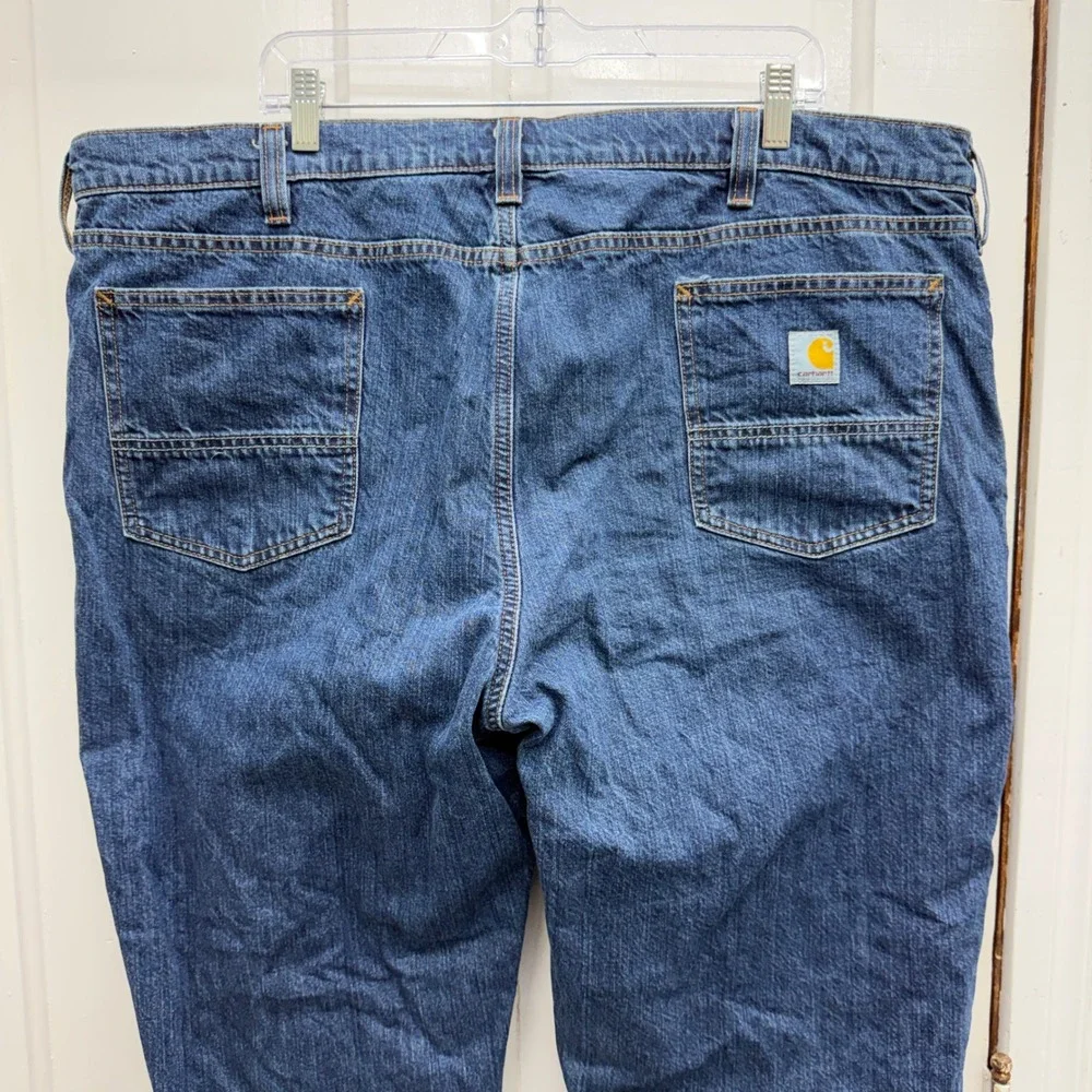 Carhartt Relaxed Fit Flannel Lined Denim Jeans Mens 44 x 34 Blue BD4942-M